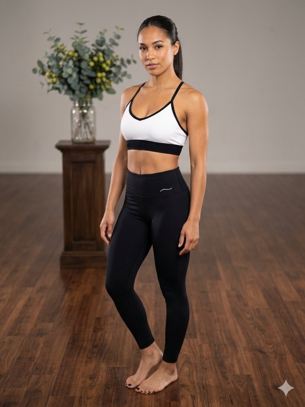 PINK Victoria's Secret White and Black Contrast Strappy Sports Bra
